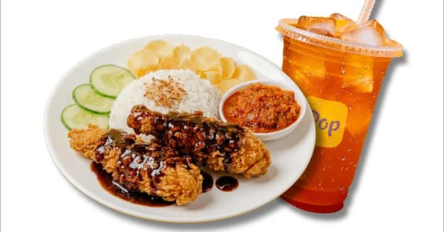 Kicap Spicy Tenders with Rice + Iced Peach Tea