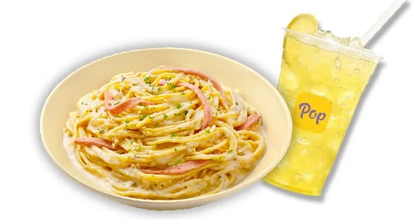 Spaghetti Chicken Carbonara + Iced Lemonade