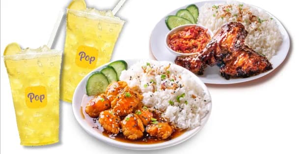 Ayam Kicap with Sambal + Honey Soy Sesame Chicken + 2x Iced Lemonade