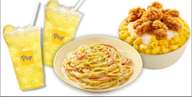 Spaghetti Carbonara + Popcorn Chicken Mac & Cheese + 2x Iced Lemonade