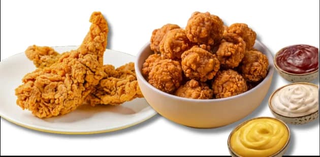 Popcorn Chicken with Dipping Sauce + 2 Pc Spicy Tenders